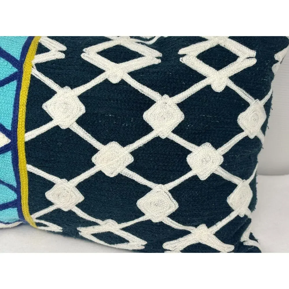 West Elm Throw Pillow Modern Colorblock‎ Lumbar Textured Embroidered 12